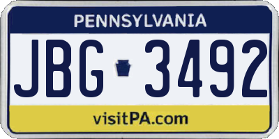 PA license plate JBG3492