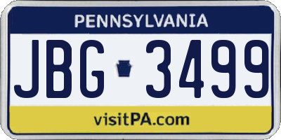PA license plate JBG3499