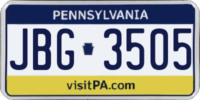 PA license plate JBG3505
