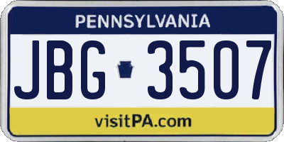 PA license plate JBG3507