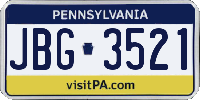 PA license plate JBG3521