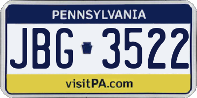 PA license plate JBG3522