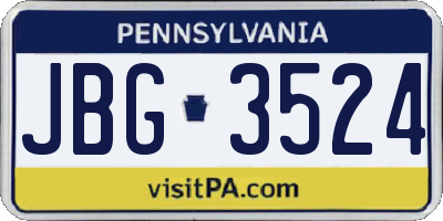 PA license plate JBG3524