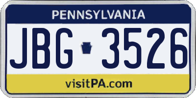 PA license plate JBG3526