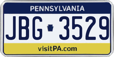 PA license plate JBG3529