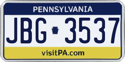 PA license plate JBG3537
