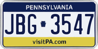 PA license plate JBG3547