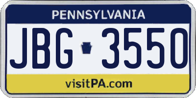 PA license plate JBG3550