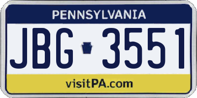 PA license plate JBG3551