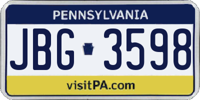 PA license plate JBG3598