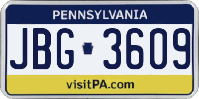 PA license plate JBG3609