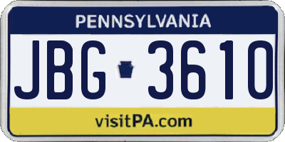 PA license plate JBG3610