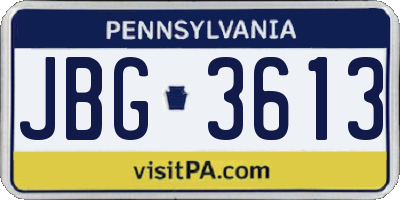 PA license plate JBG3613