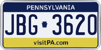 PA license plate JBG3620