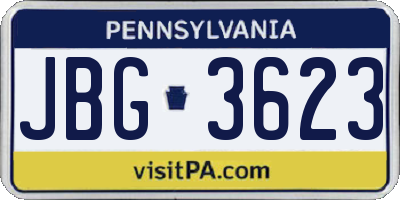 PA license plate JBG3623