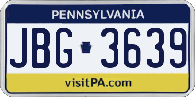 PA license plate JBG3639