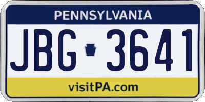 PA license plate JBG3641