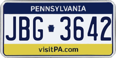 PA license plate JBG3642