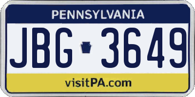 PA license plate JBG3649