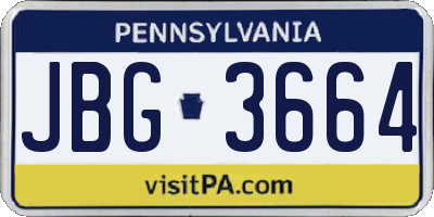 PA license plate JBG3664
