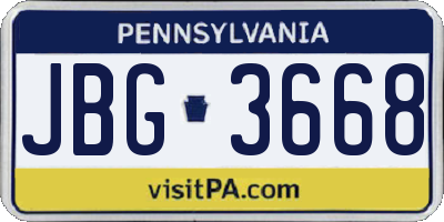 PA license plate JBG3668