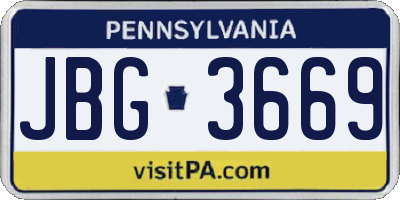 PA license plate JBG3669