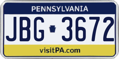 PA license plate JBG3672