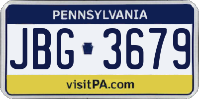 PA license plate JBG3679