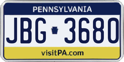 PA license plate JBG3680