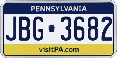 PA license plate JBG3682