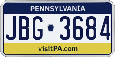 PA license plate JBG3684