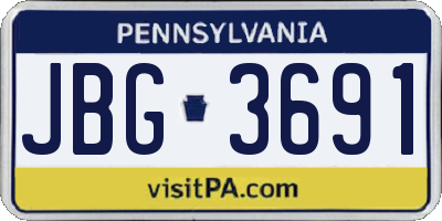 PA license plate JBG3691