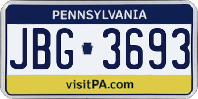 PA license plate JBG3693