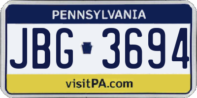 PA license plate JBG3694