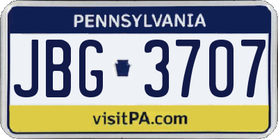 PA license plate JBG3707