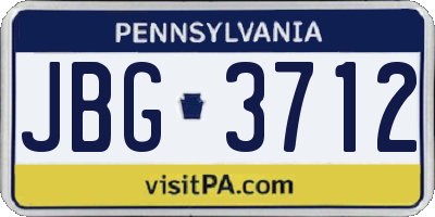 PA license plate JBG3712