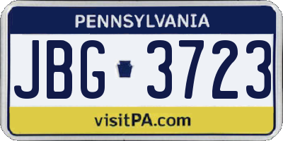 PA license plate JBG3723