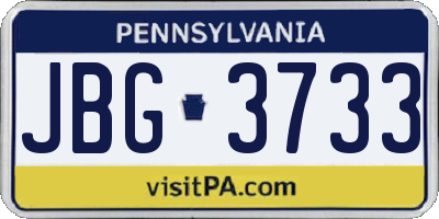 PA license plate JBG3733