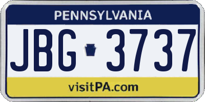PA license plate JBG3737
