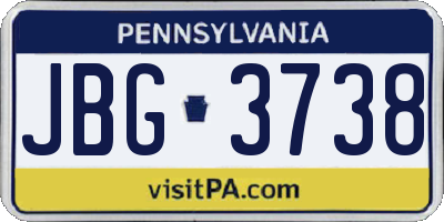 PA license plate JBG3738