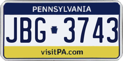 PA license plate JBG3743