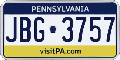 PA license plate JBG3757