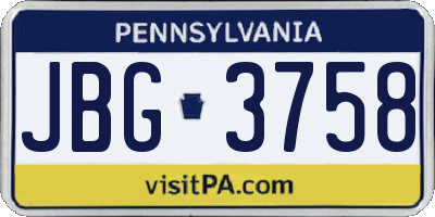 PA license plate JBG3758