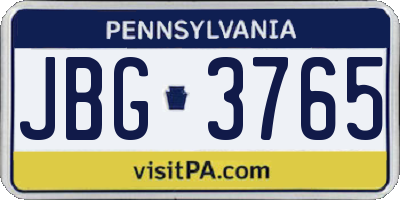 PA license plate JBG3765