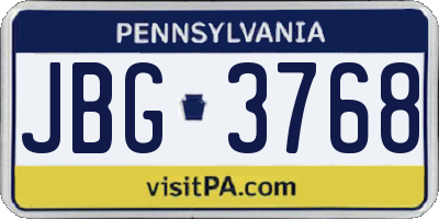 PA license plate JBG3768