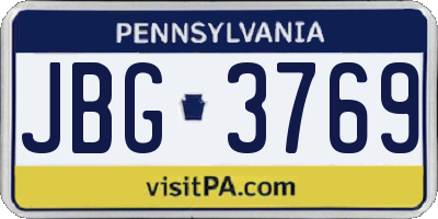 PA license plate JBG3769