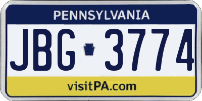 PA license plate JBG3774