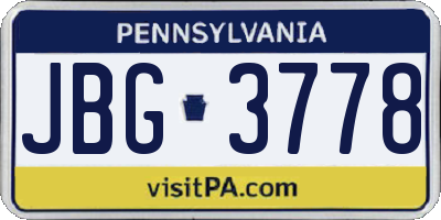 PA license plate JBG3778