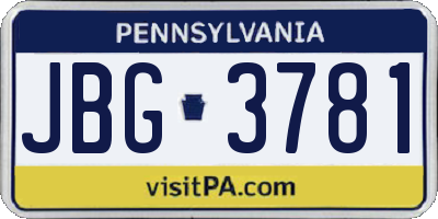 PA license plate JBG3781