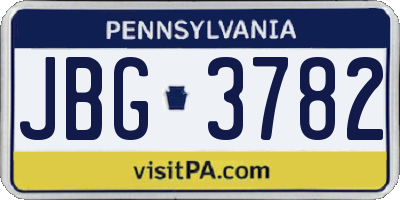 PA license plate JBG3782